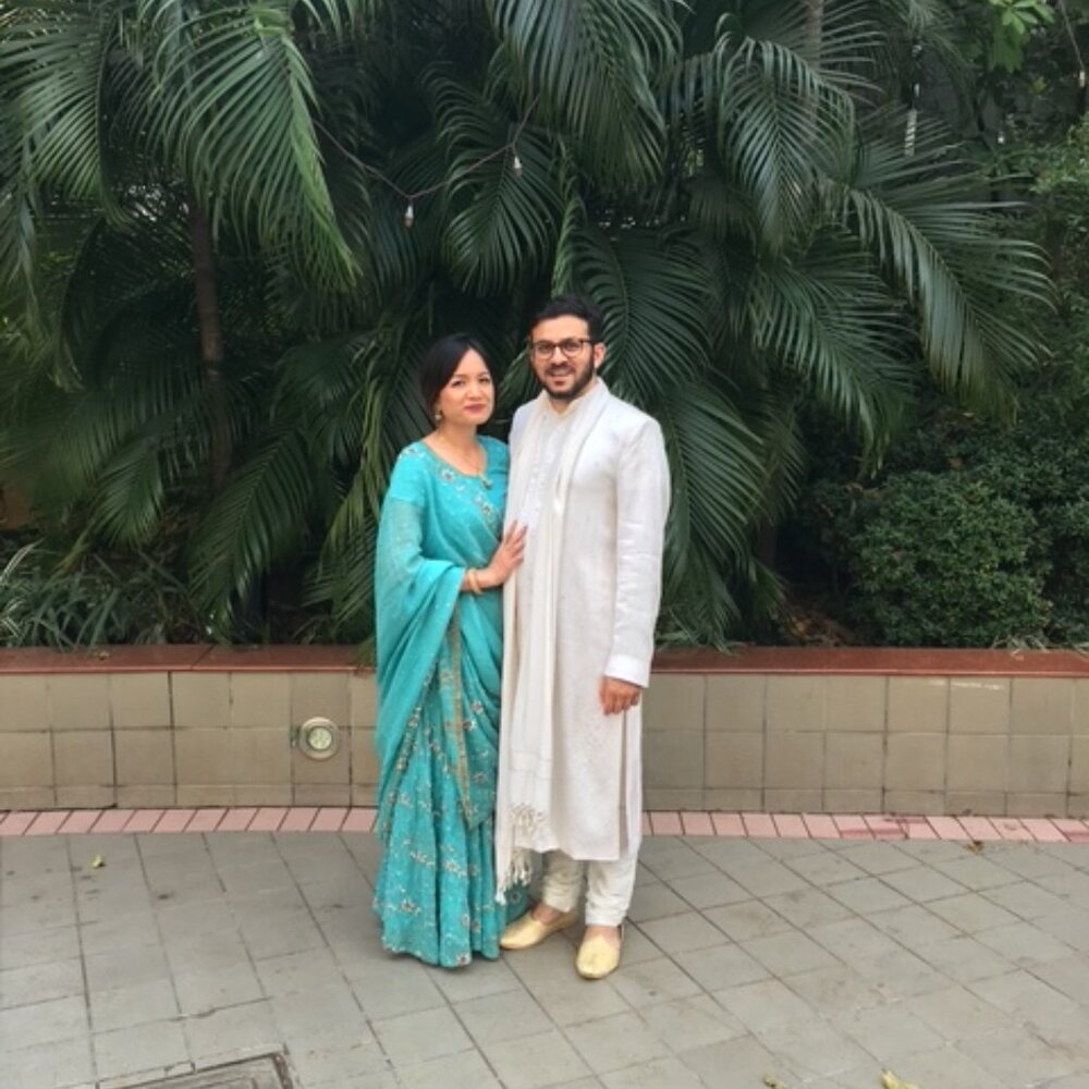 Cream colored Khameez, churidar and dupatta